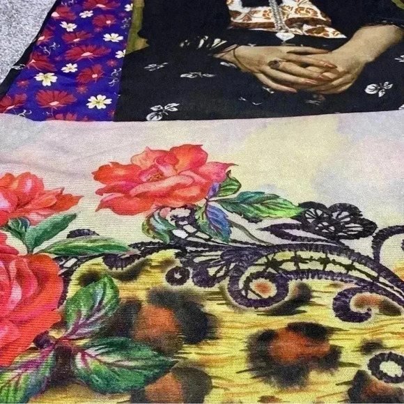 PETIT POIS by Viviana G Frida Kahlo & roses Long mesh Skirt M print all over - Picture 5 of 7